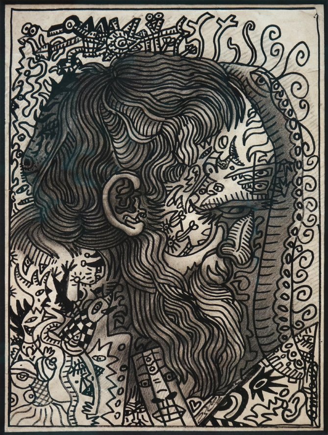 Warren Levy art - Robert Combas en noir et blanc